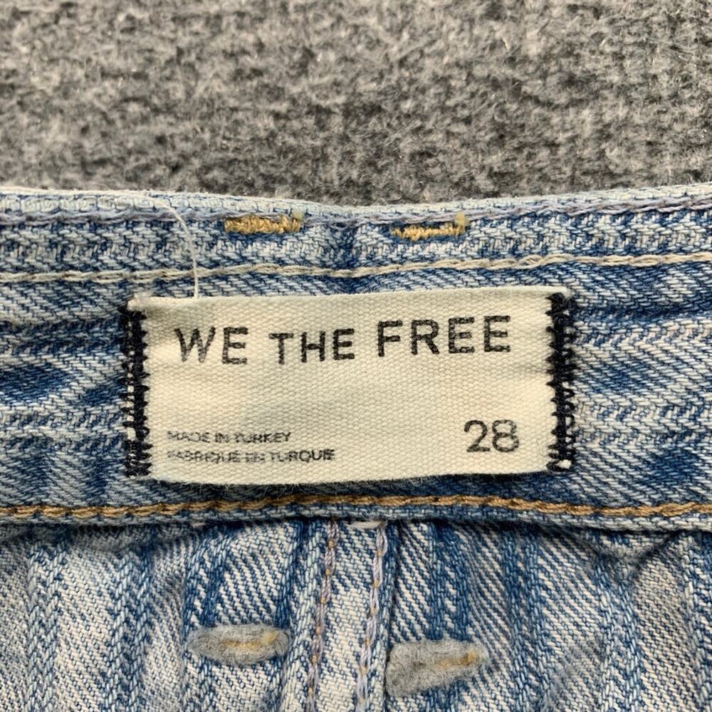 We The Free People Jeans Womens 28 Denim Brette Wide Leg Cropped Stripe Cuffed - Picture 9 of 15